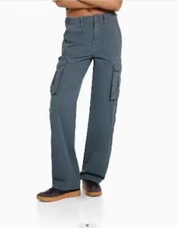image-Women's High Waist Straight Leg Casual Pants - Gray Blue