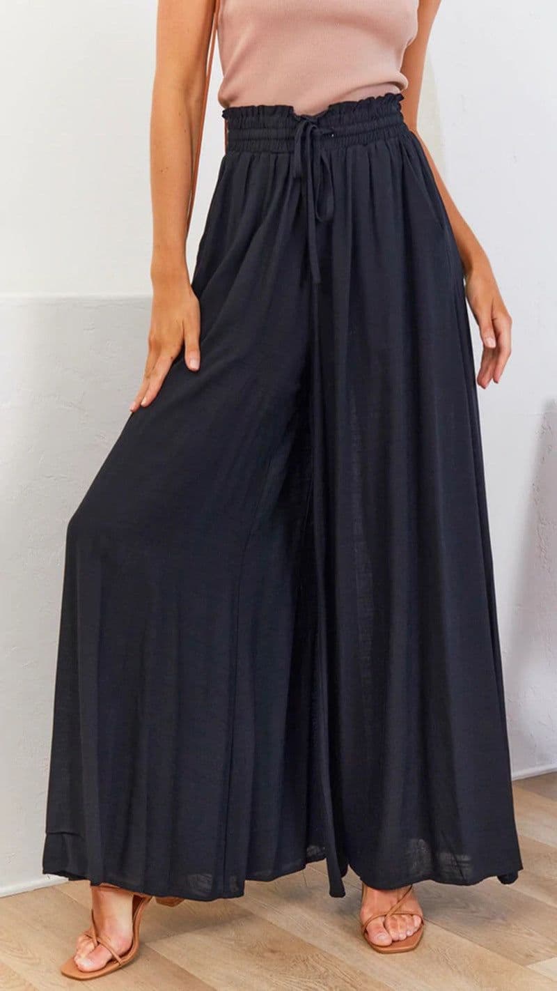 image-Mu Orange Wide-Leg Pants - Green High-Waist 2XL