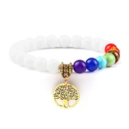 image-European and American cross-border foreign trade creative 8mm bead bracelet Volcanic lava hand string wooden beads alloy tree of life pendant