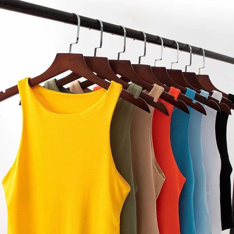 image-Jumpsuit Top for Women - 2022 Off-Neck Solid Color, Sleeveless, High Waist