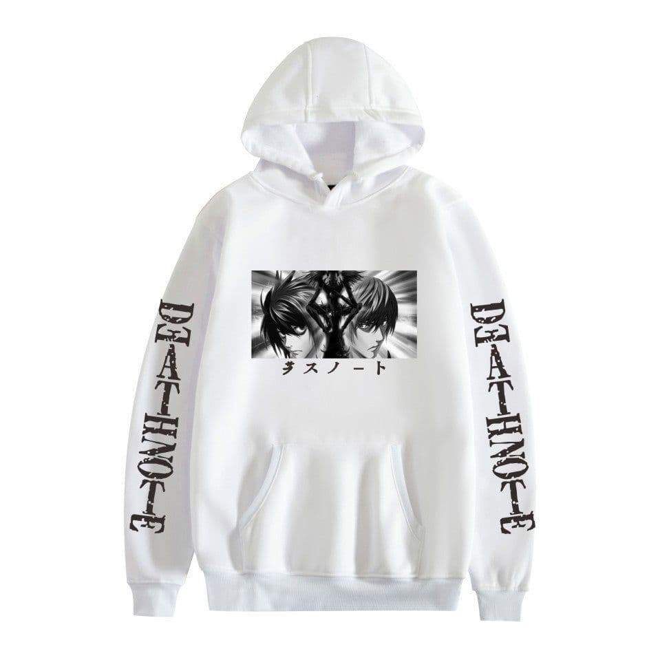 image-Death Note Cartoon Hoodie Large Pocket Velvet Sweatshirt Winter - Khaki A