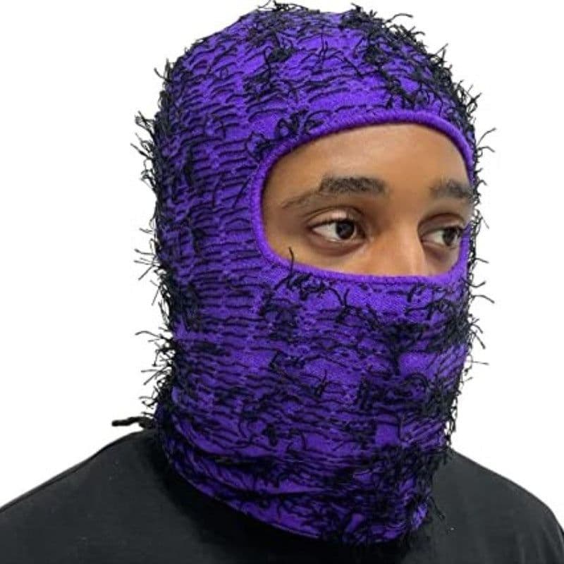 image-Camouflage Knitted Balaclava Hat - Polyester Coffee