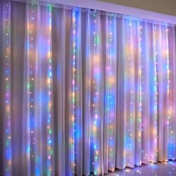 image-Cross-border LED Copper Wire Waterfall Curtain Light String Christmas Wedding Bedroom USB Remote Control Decorative Light with Hook