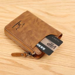 image-New Men's Wallet Short Retro Zipper Coin Purse Fashion Card Holder ID Set Money Card One Clutch Bag Trendy