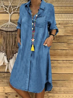 image-Plus Size Women's Denim Dress - Black 5XL Elegant Temperament (65 characters)