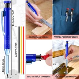 image-Professional 2.8MM Metal Woodworking Pencil - Quick-Drying 6-Color Refills