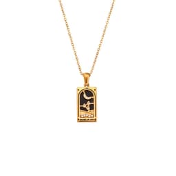 image-Ding Ran 18K Gold-Plated Zircon Tarot Necklace - Fashion Geometry 41cm-50cm