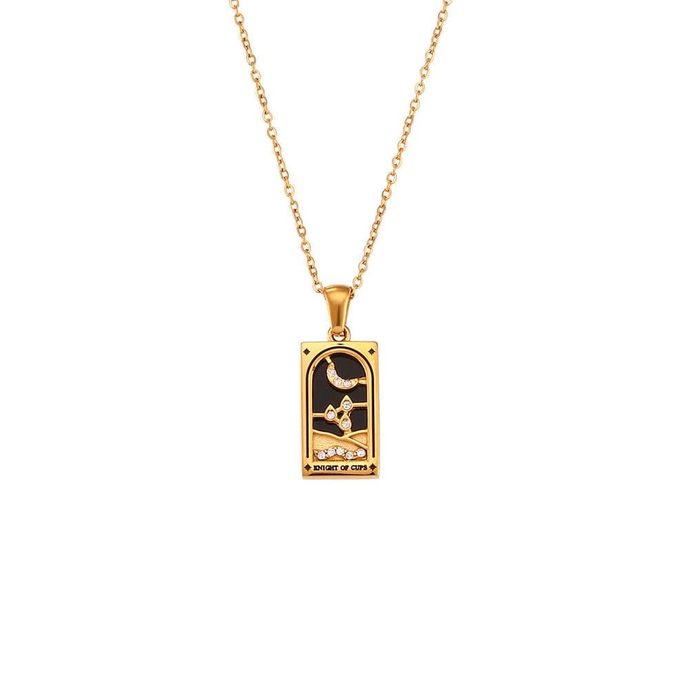 image-Ding Ran 18K Gold-Plated Zircon Tarot Necklace - Fashion Geometry 41cm-50cm