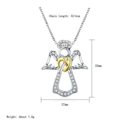 image-Angel Wings Love Pendant Necklace - Two-Tone Alloy