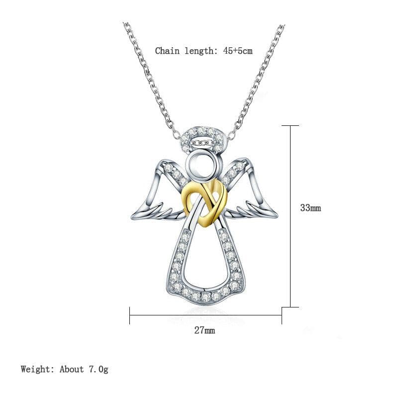 image-Angel Wings Love Pendant Necklace - Two-Tone Alloy