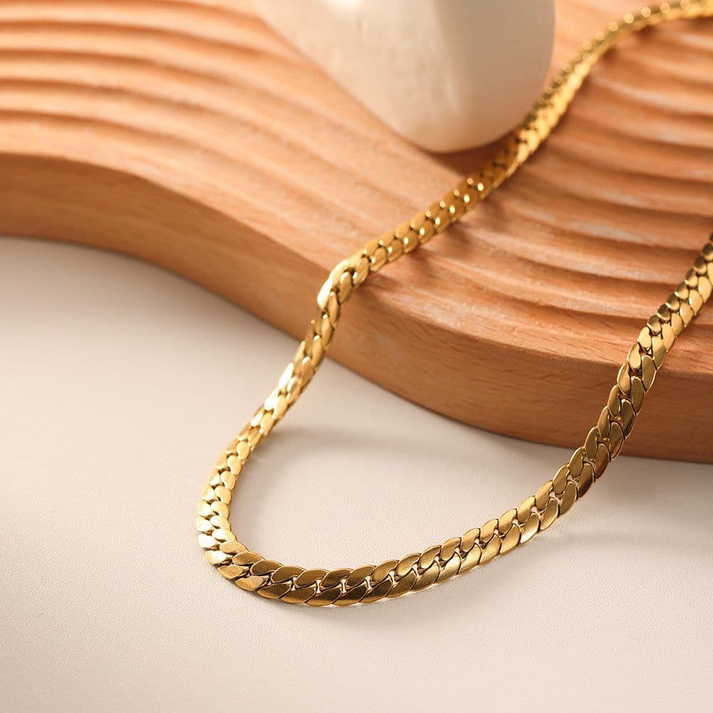 image-Titanium Steel Cuban Chain Necklace - X721 Gold Hip-Hop Style