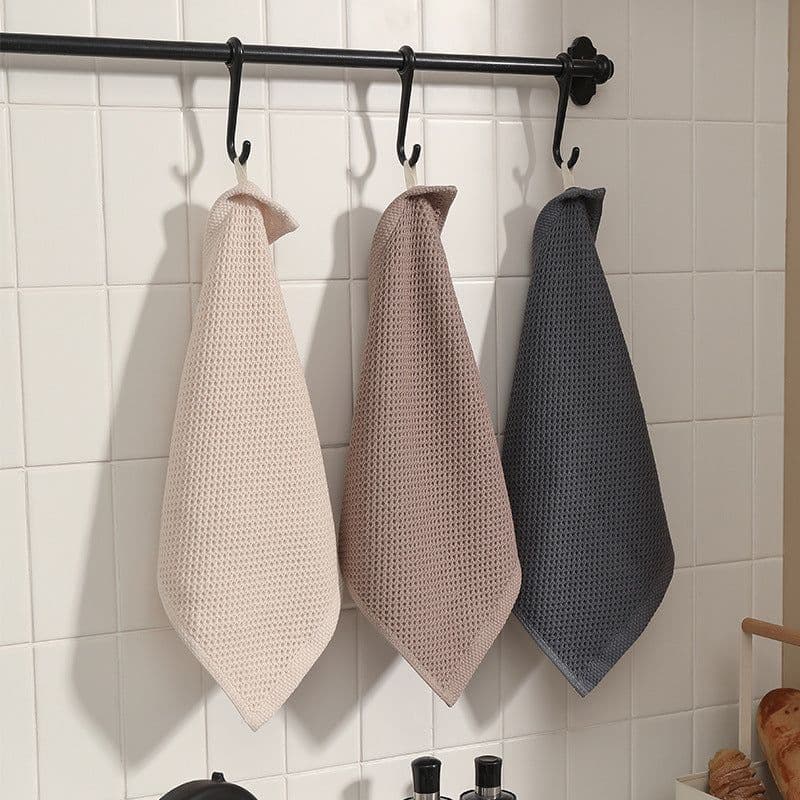 image-Cotton Kitchen Towel - Beige Honeycomb Absorbent
