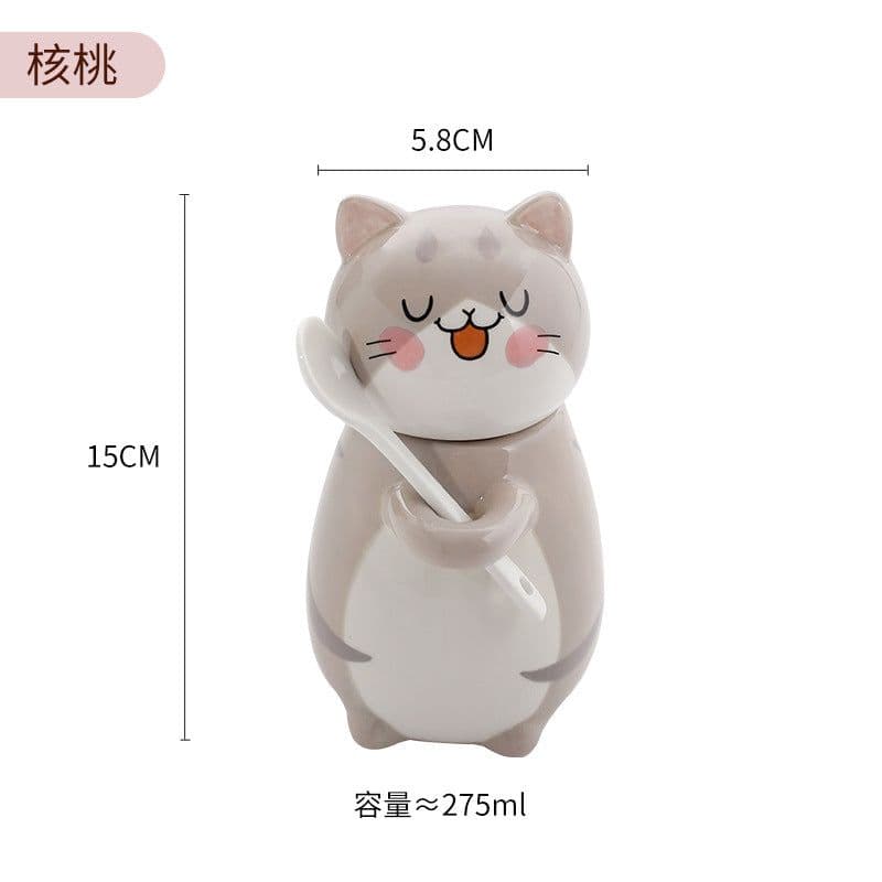 image-Couple cup Japanese cartoon cute cat ceramic cup breakfast milk coffee cup ins mug with lid