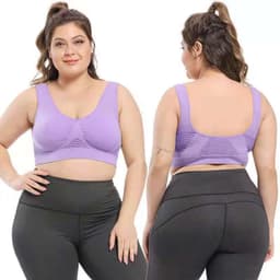 image-Sports Bra - Bean Paste Purple Nylon Mesh Hollow 6XL