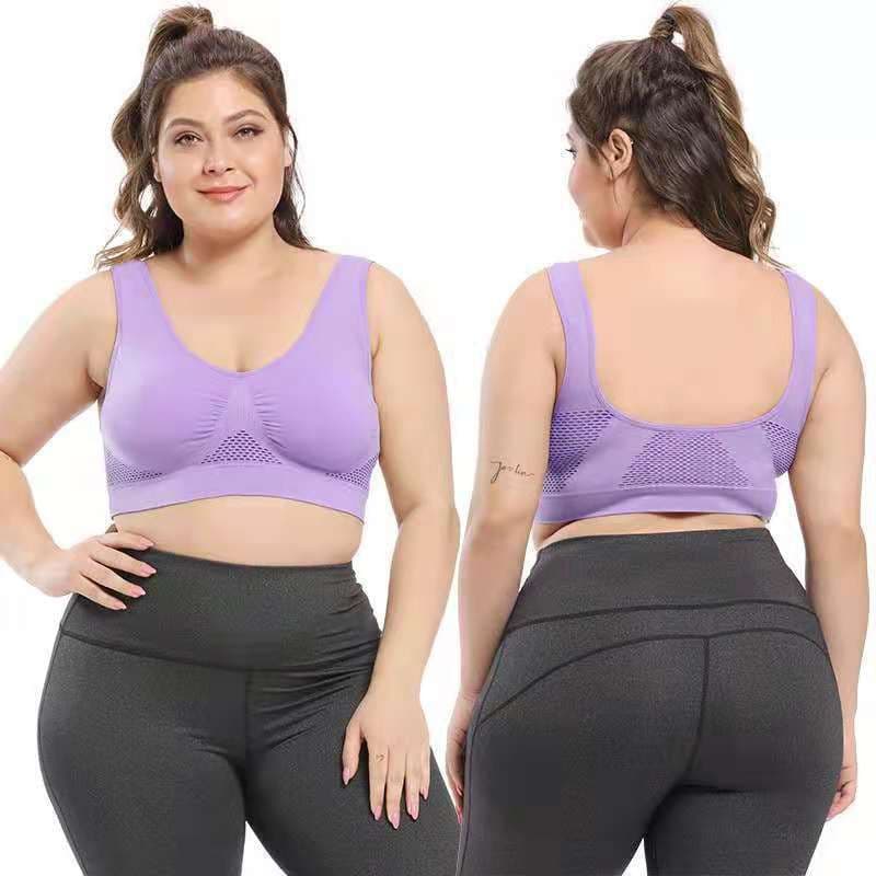 image-Foreign trade cross-border sport bra mesh hollow air hole sports bra yoga sports no steel ring underwear women