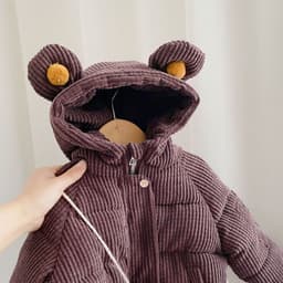 image-Girls Cartoon Hooded Cotton Jacket - Brown Winter