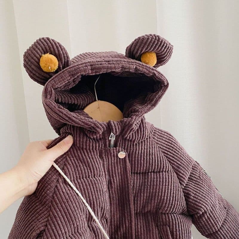 image-Girls Cartoon Hooded Winter Coat - Thickened Cotton - Brown