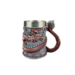 image-Chinese Dragon Beer Mug - Stainless Steel 550ml Gold