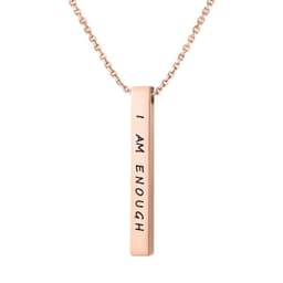 image-Titanium Steel Three-Dim Pillar Necklace Rectangular Letter Pendant, Blank Black