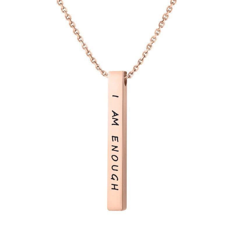 image-Titanium Steel Three-Dim Pillar Necklace Rectangular Letter Pendant, Blank Black