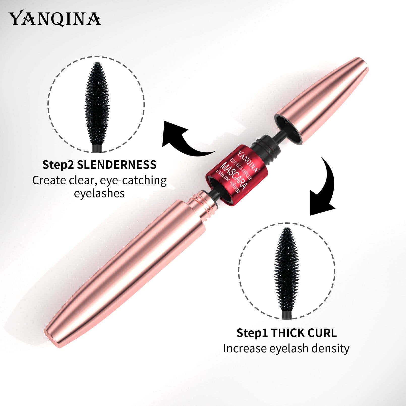 image-YANQINA Dual-Effect Waterproof Mascara - Black 10ml