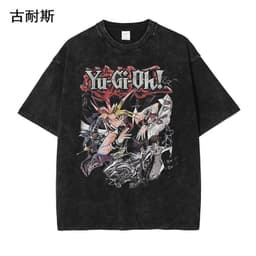 image-Street Hip Hop Washed T-Shirts - Summer Cotton Couple Tops - Black/Multicolor