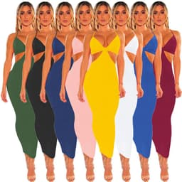 image-Amazon ebay European and American cross-border women's irregular long skirt suspenders backless sexy prom bandage nightclub skirt
