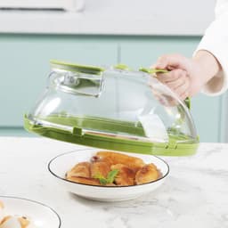 image-Microwave Oven Heating Cover with Handle - Green Large 30*11cm