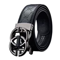 image-Men's Leather Belt Alloy Buckle - Cowhide