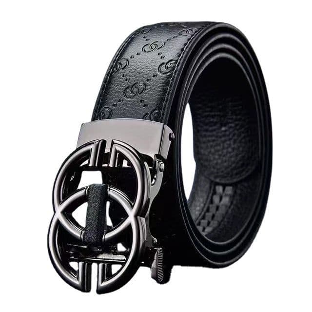image-Men's Leather Belt Alloy Buckle - Cowhide