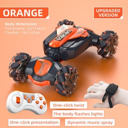 image-Cross-border new mini twisting light music off-road high-speed double-sided stunt remote control car children's toys wholesale