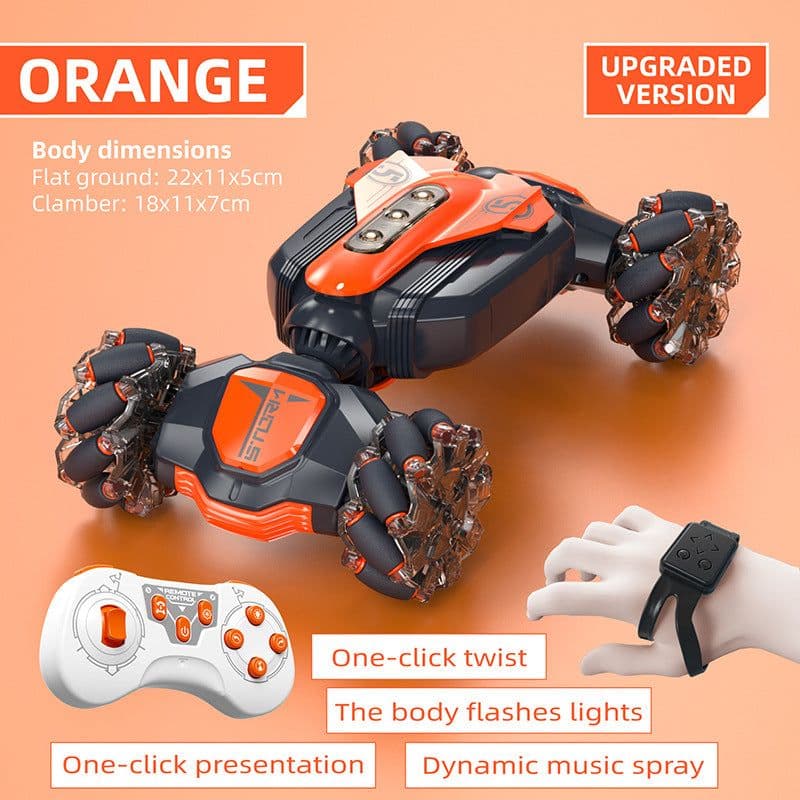 image-Cross-border new mini twisting light music off-road high-speed double-sided stunt remote control car children's toys wholesale