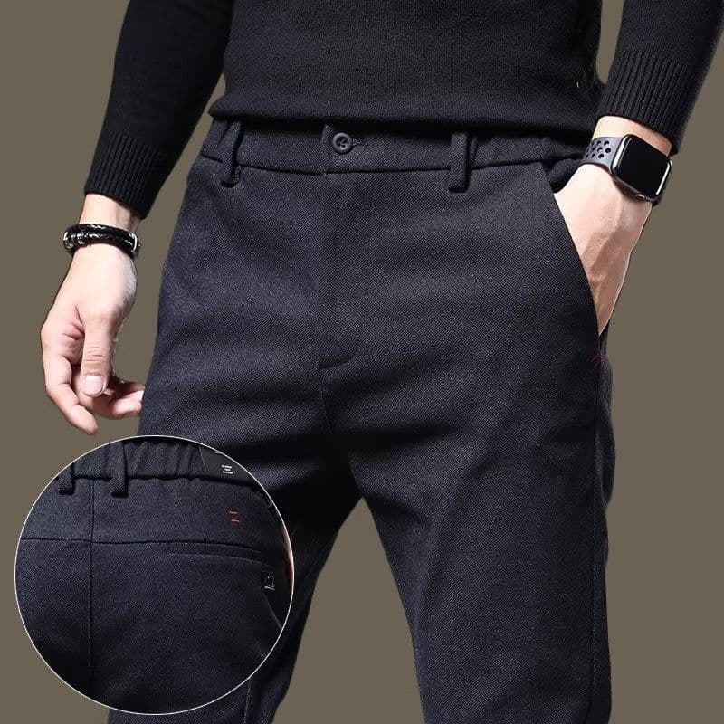 image-Men's Casual Pants - Black Straight Fit Size 28