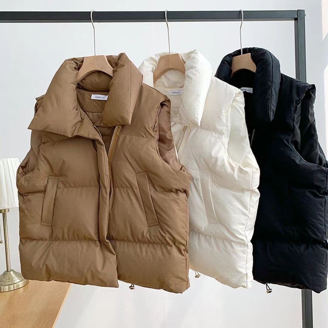 image-Cotton vest women's 2022 autumn and winter Korean version of the small fragrance stand-up collar new sleeveless cotton vest vest wearing vest jacket trendy