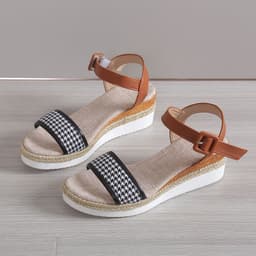 image-Strappy Sandals - Black Microfiber Size 42