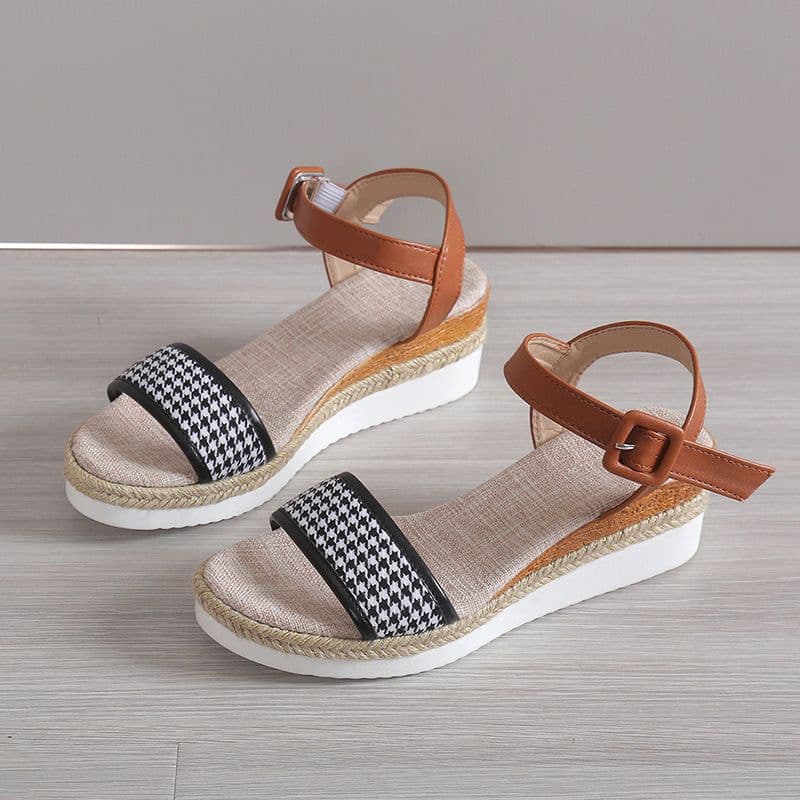 image-Strappy Sandals - Black Microfiber Size 42