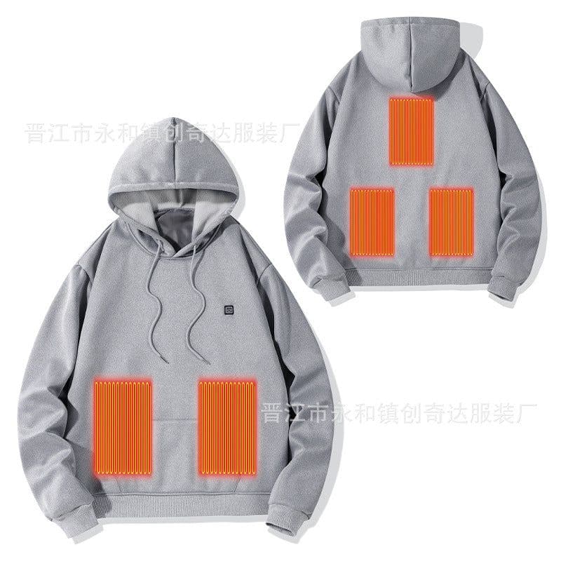 image-2023 Men's USB 5 Zone Heating Sweatshirt - Warm Outdoor Electric Hoodie