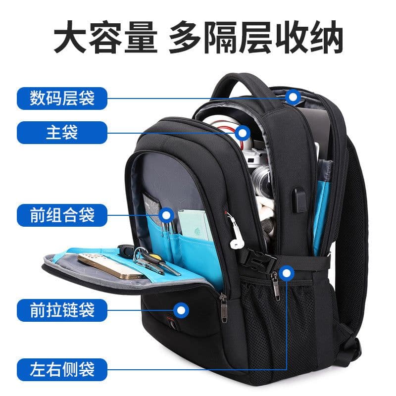 image-Cross-border new shoulder bag men's large-capacity casual backpack multi-functional business trip computer bag middle and high school student bag