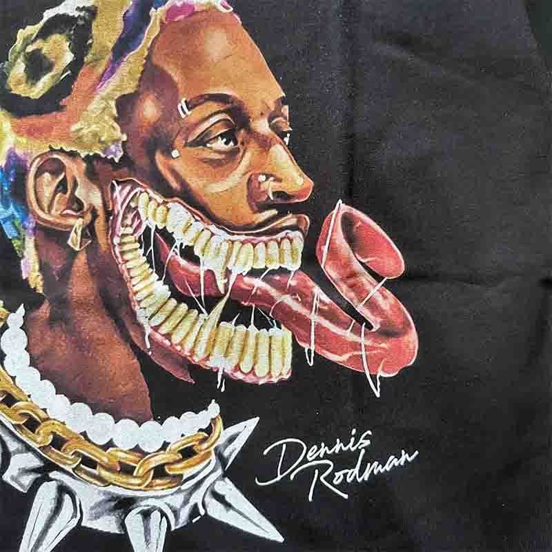 image-Rodman Cartoon T-Shirt - Black Cotton Men's XS