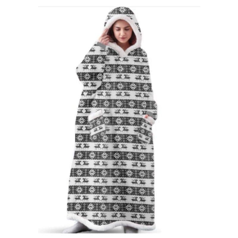 image-Winter blanket extra long vertical pocket fleece lazy blanket flannel lambswool TV TV blanket bathrobe