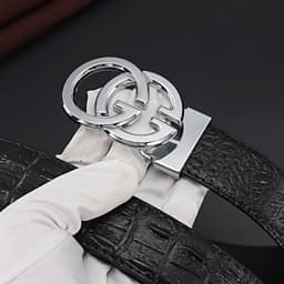 image-Men's Genuine Leather Belt - Black Smooth Buckle