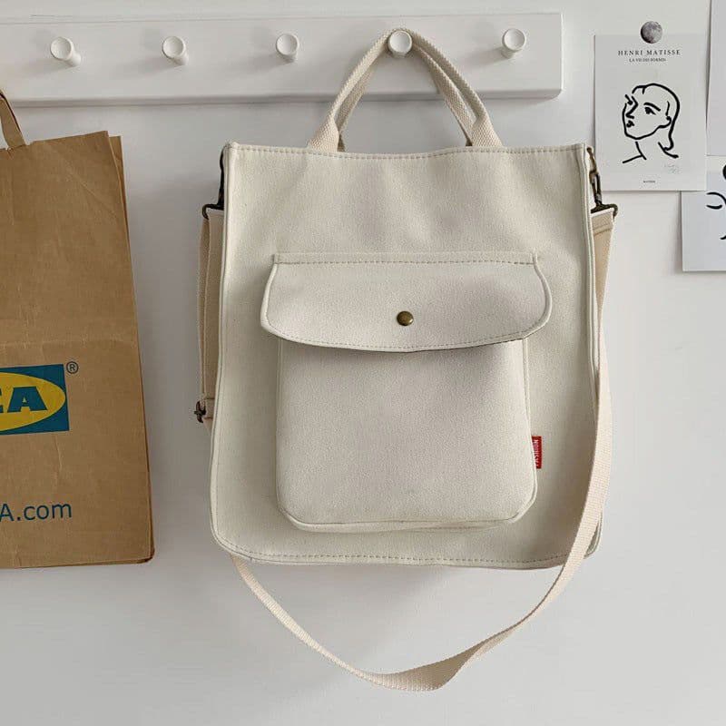 image-Canvas Khaki Corduroy Shoulder Bag - Vintage Square