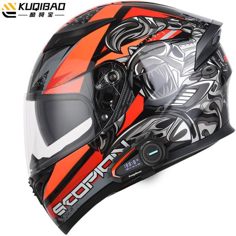 image-Coolqibao Motorcycle Full-Face Helmet Bluetooth XXL Gray