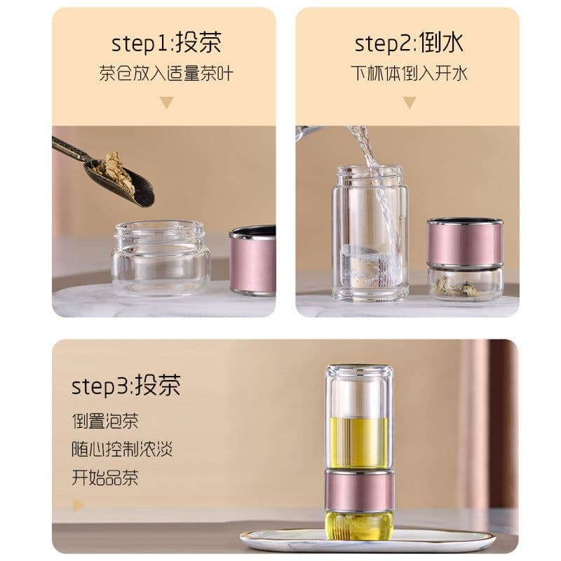 image-Ready-Made Double-Layer Tea Cup - Glass Insulated