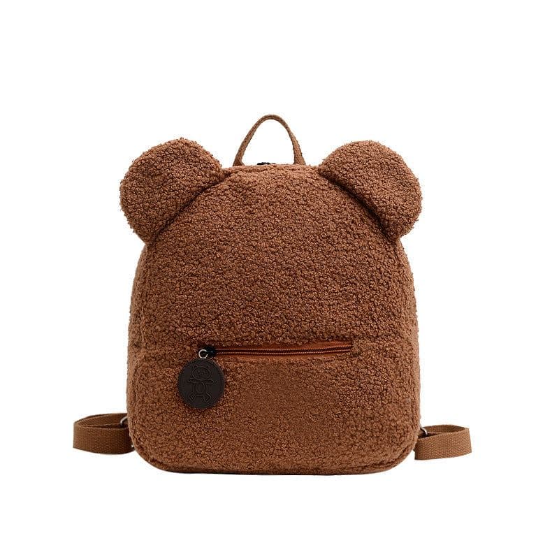 image-Furry Lamb Wool Backpack Women Brown Plush
