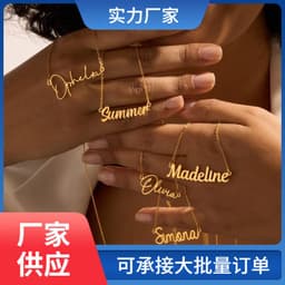 image-Hot-selling DIY customized stainless steel necklace English name number year tag clavicle chain pendant customized