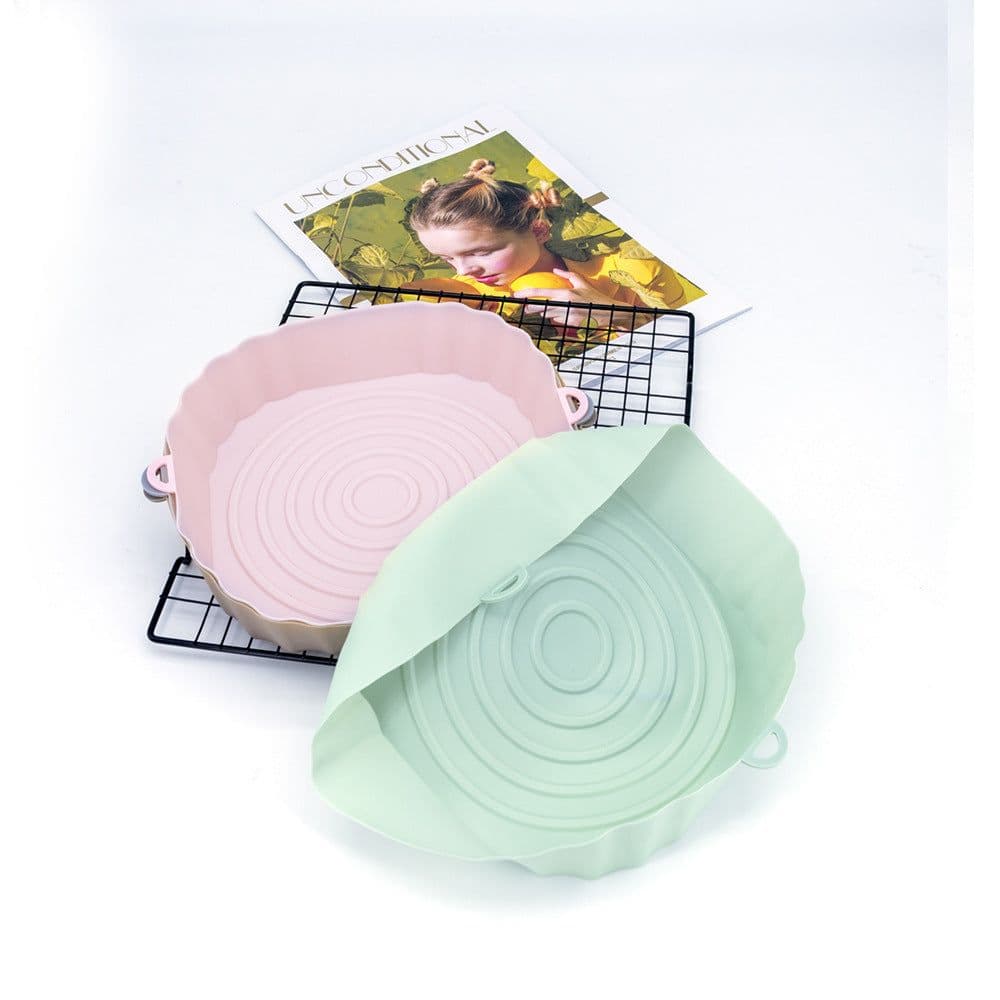 image-Air Fryer Pad - Silicone Baking Tray - Multi-Functional Barbecue Mat - High Temp Reusable