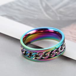 image-New simple transfer jewelry men's titanium steel rotatable beer bottle chain ring personality domineering ring