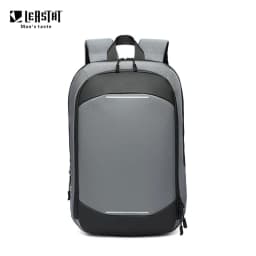 image-LEASTAT 14" Business Backpack - Gray Oxford Expandable