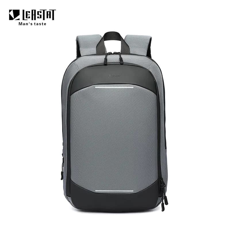 image-LEASTAT 14" Business Backpack - Gray Oxford Expandable